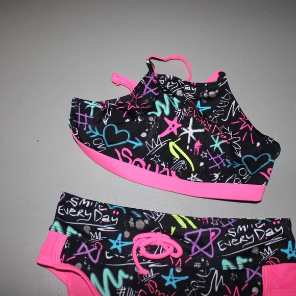 Multi Color 2 Pcs Justice Bikini Swimsuit Size 8 - Picture 2 of 11